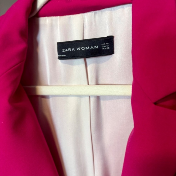Zara Woman Puffed Sleeves Bright Fuchsia Blazer - Picture 9 of 15